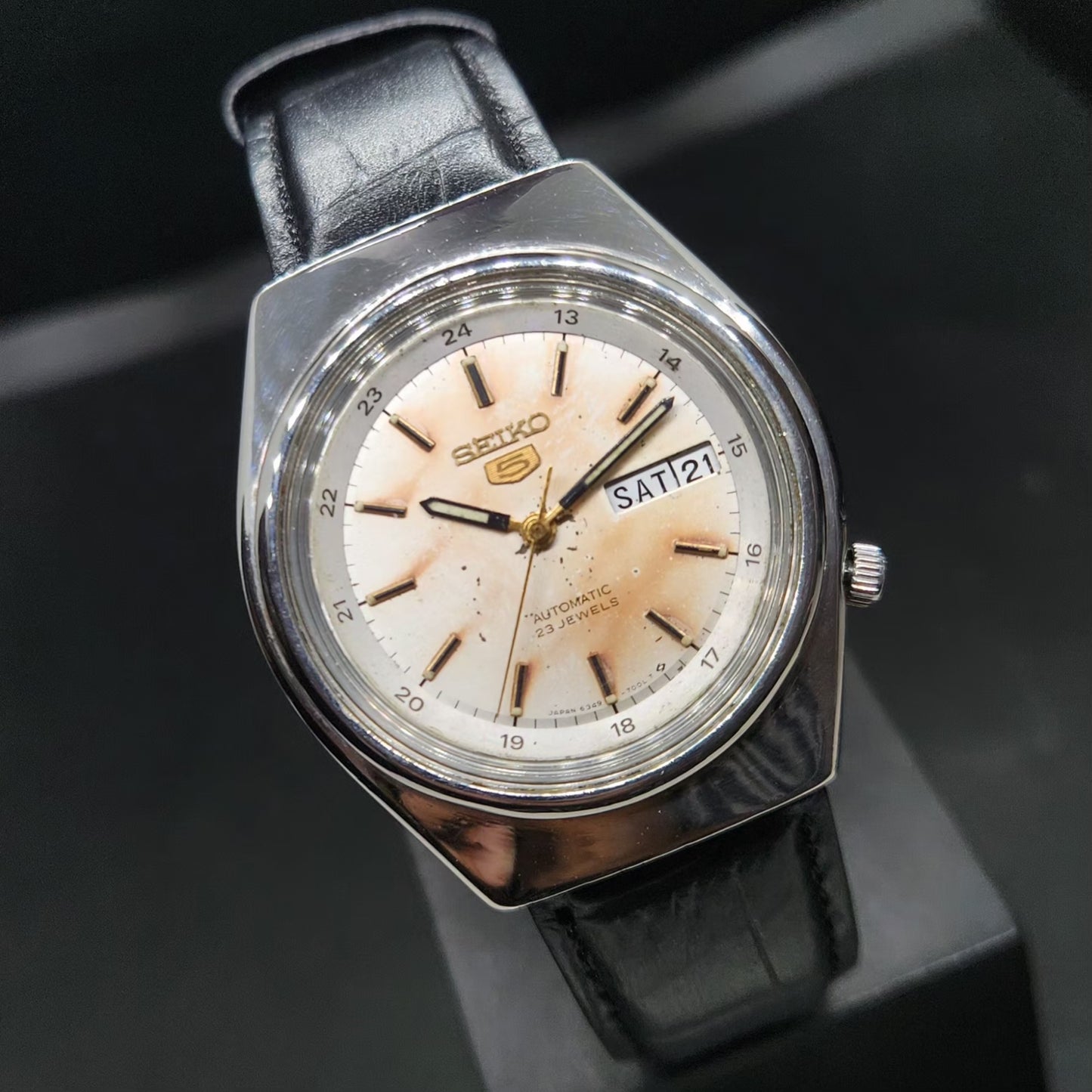 Vintage 1983 Original Seiko 5 Automatic 6349-5010 23 Jewels Day-Date Japanese Men's Wrist Watch VS23