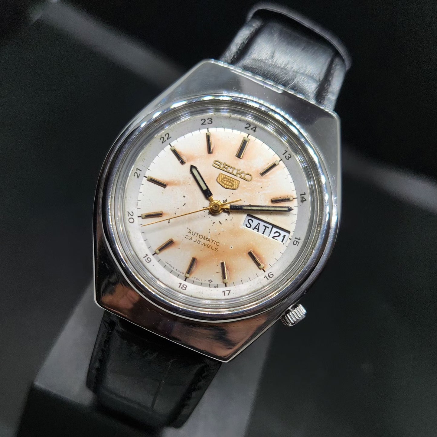Vintage 1983 Original Seiko 5 Automatic 6349-5010 23 Jewels Day-Date Japanese Men's Wrist Watch VS23