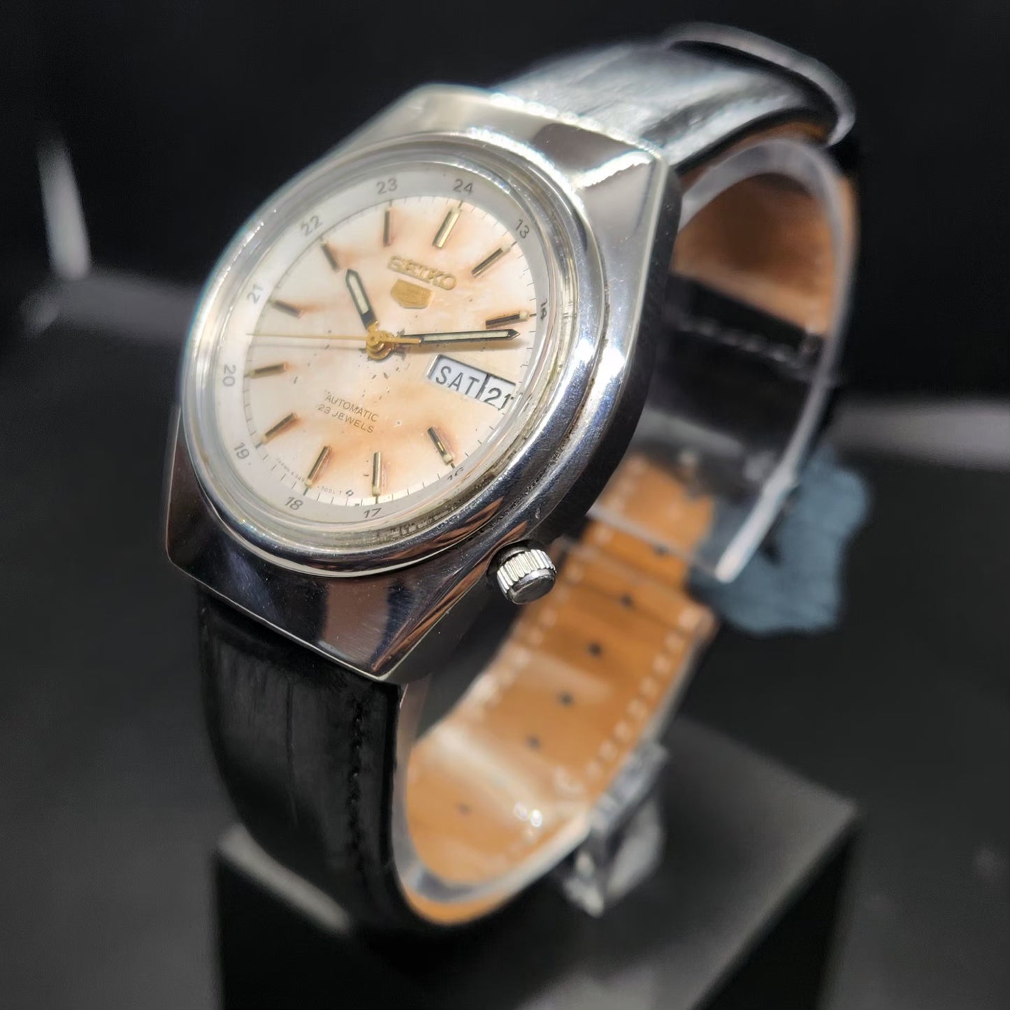 Vintage 1983 Original Seiko 5 Automatic 6349-5010 23 Jewels Day-Date Japanese Men's Wrist Watch VS23