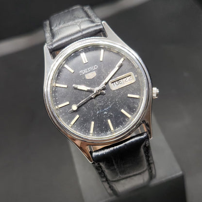 Vintage 1984 Original Seiko 5 Automatic 7009-578A Black Face 17 Jewels Day-Date Japanese Men's Wrist Watch VS24