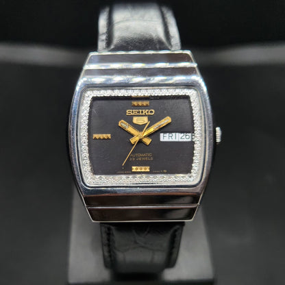 Vintage 1982 Original Seiko 5 Automatic 6349-6000 Black Face 17 Jewels Day-Date Japanese Men's Wrist Watch VS26