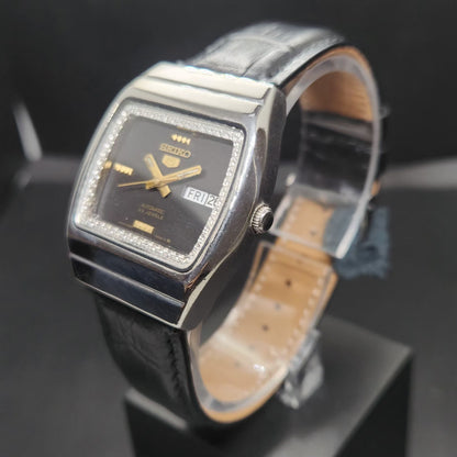 Vintage 1982 Original Seiko 5 Automatic 6349-6000 Black Face 17 Jewels Day-Date Japanese Men's Wrist Watch VS26