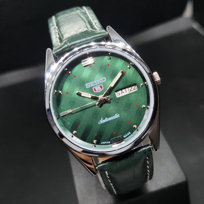 Vintage 1980 Original Seiko 5 Automatic 6349 Repainted Green Face 23 Jewels Day-Date Japanese Men's Wrist Watch VS29