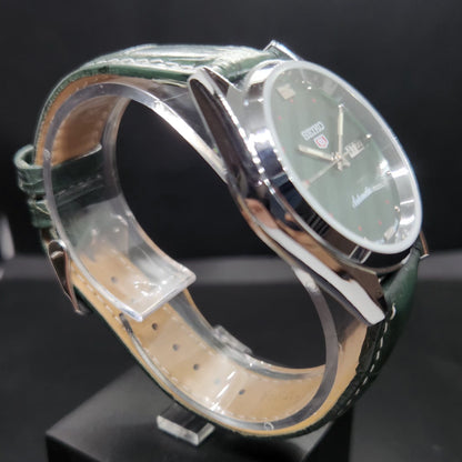 Vintage 1980 Original Seiko 5 Automatic 6349 Repainted Green Face 23 Jewels Day-Date Japanese Men's Wrist Watch VS29