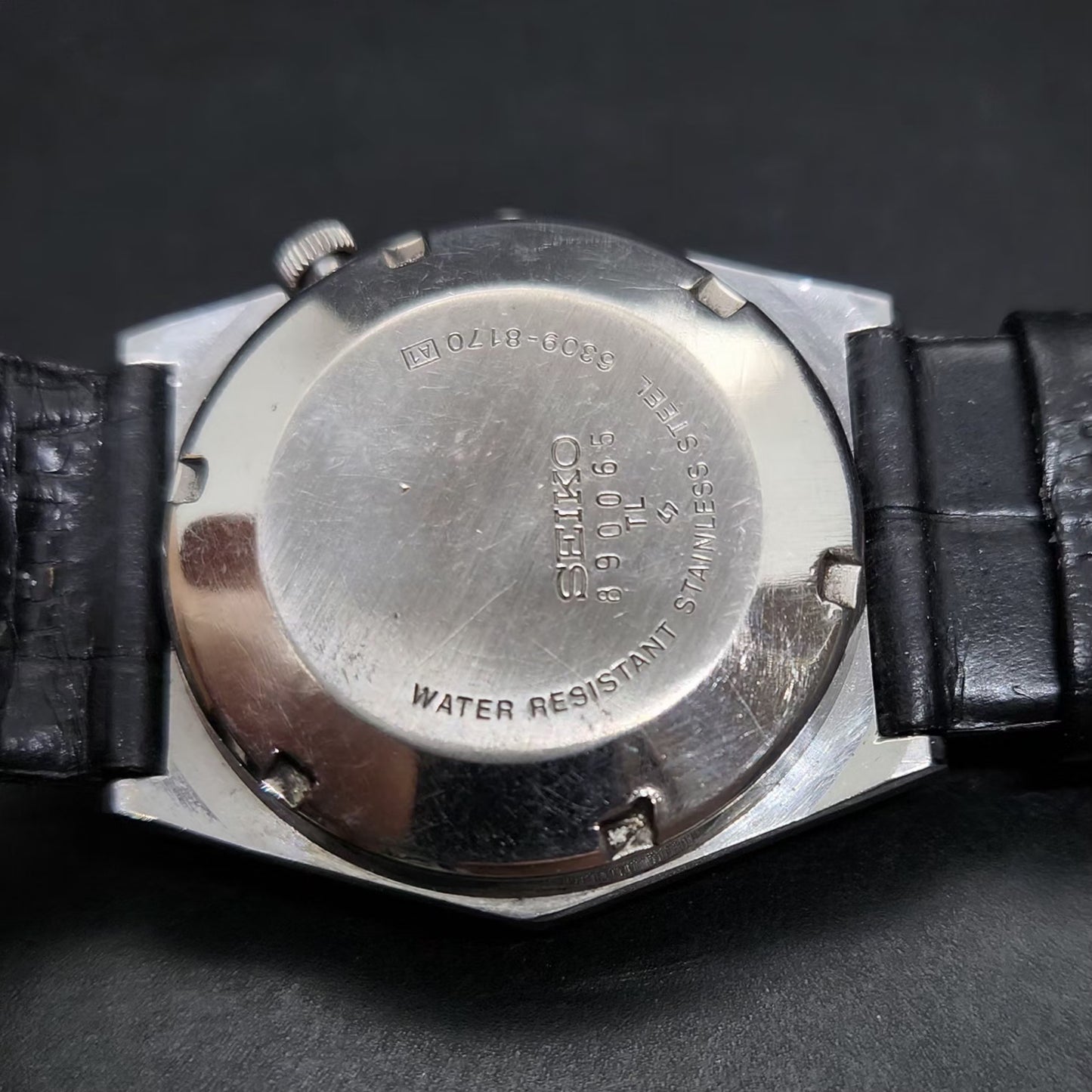Vintage 1978 Original Seiko 5 Automatic 6309-8170 Repainted Mickey Mouse Black Face 17 Jewels Day-Date Japanese Men's Wrist Watch VS33