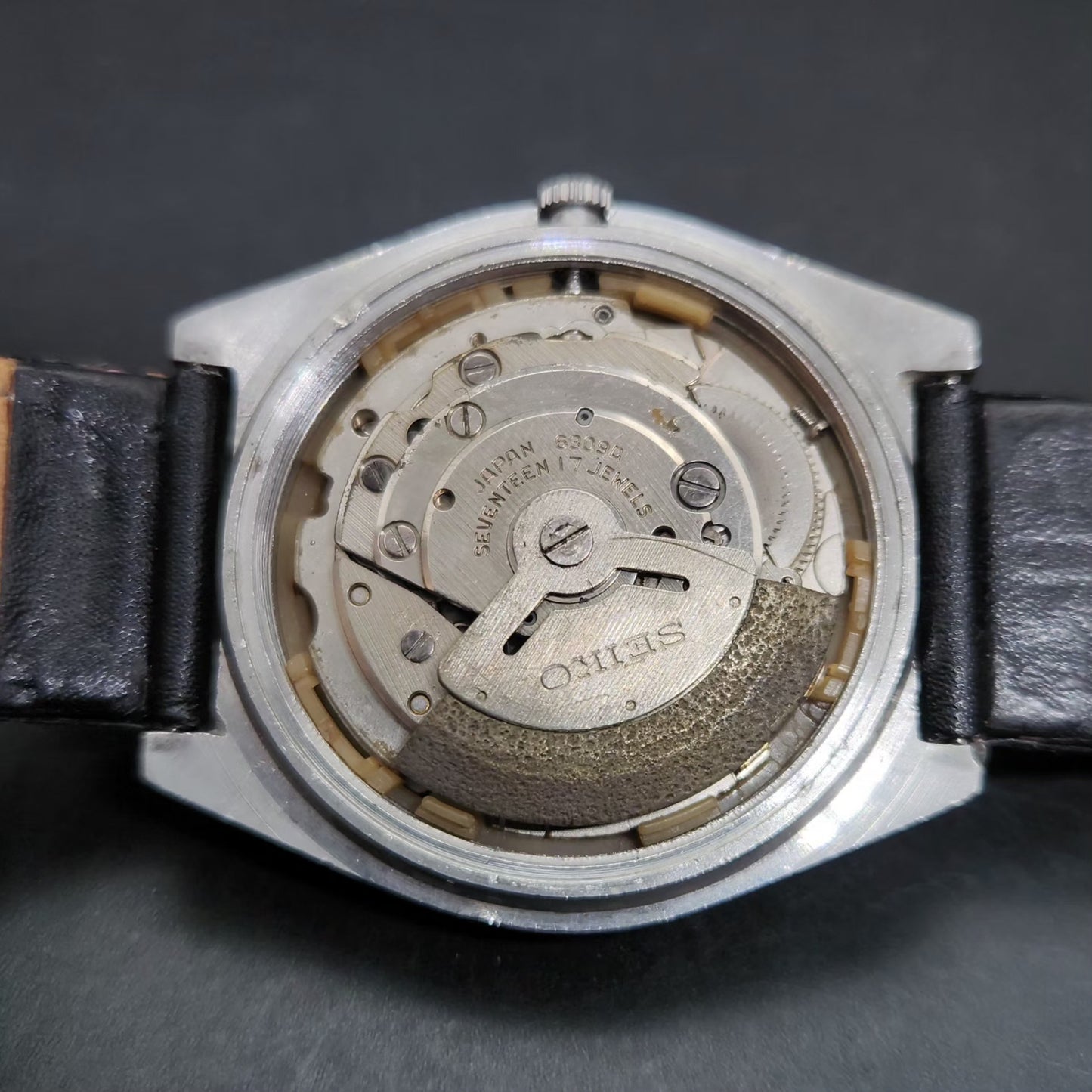 Vintage 1982 Original Seiko 5 Automatic 6309-563A Repainted Mickey Mouse Purple Face 17 Jewels Day-Date Japanese Men's Wrist Watch VS36
