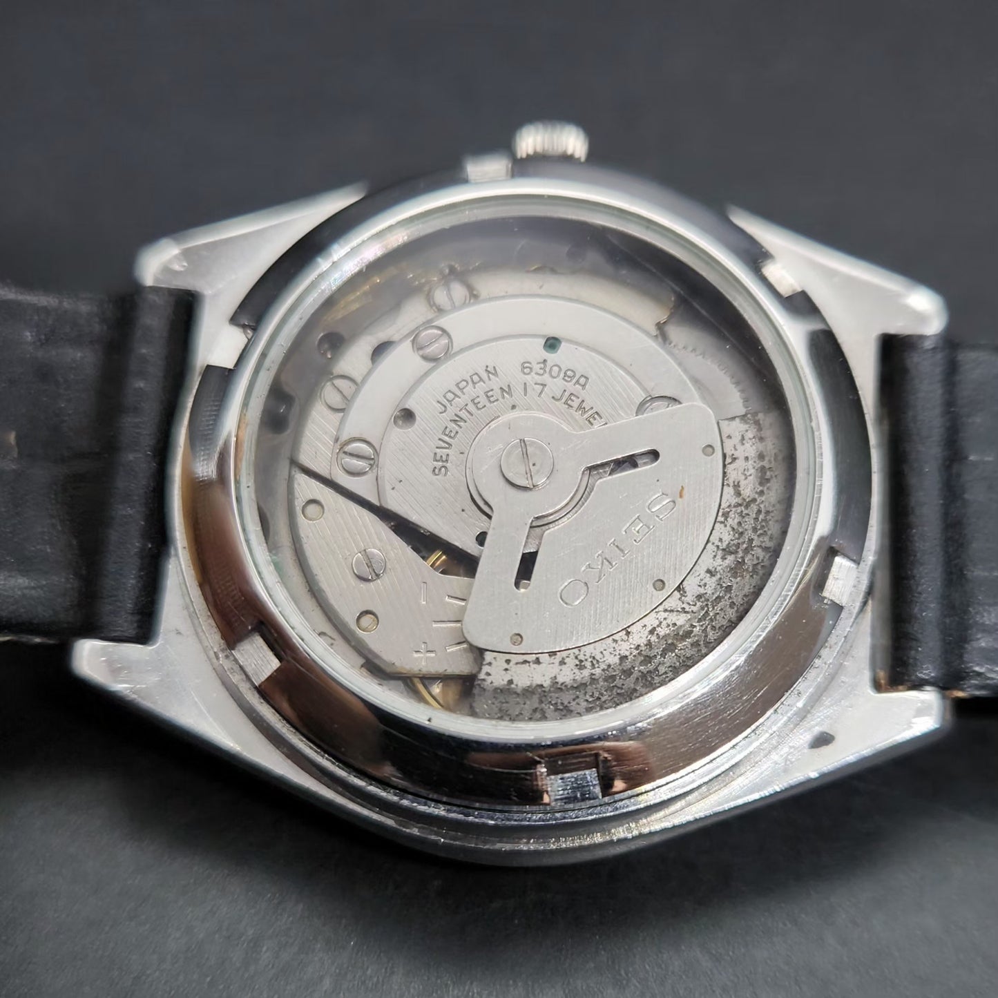 Vintage 1980 Original Seiko 5 Automatic 6309 Repainted Black Face 17 Jewels Day-Date Japanese Men's Wrist Watch VS37