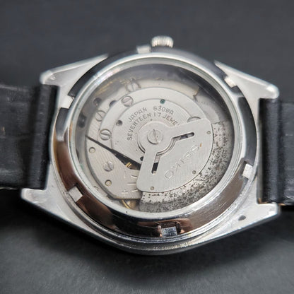 Vintage 1980 Original Seiko 5 Automatic 6309 Repainted Black Face 17 Jewels Day-Date Japanese Men's Wrist Watch VS37