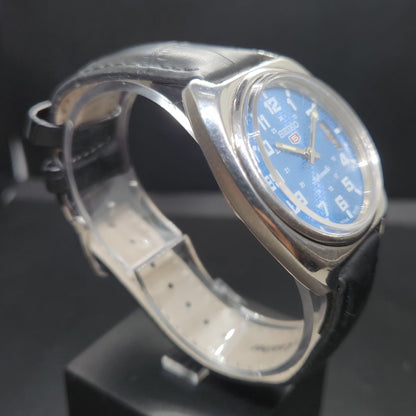 Vintage 1980 Original Seiko 5 Automatic 7009 Repainted Blue Face 17 Jewels Day-Date Japanese Men's Wrist Watch VS38