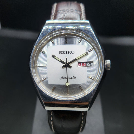 Vintage 1981 Original Seiko 5 Automatic 6309-5210 Repainted Silver Face 17 Jewels Day-Date Japanese Men's Wrist Watch VS40