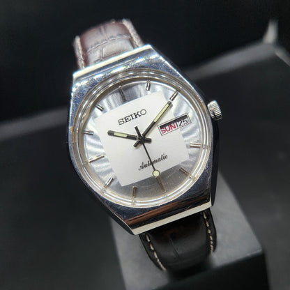 Vintage 1981 Original Seiko 5 Automatic 6309-5210 Repainted Silver Face 17 Jewels Day-Date Japanese Men's Wrist Watch VS40