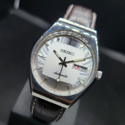 Vintage 1981 Original Seiko 5 Automatic 6309-5210 Repainted Silver Face 17 Jewels Day-Date Japanese Men's Wrist Watch VS40