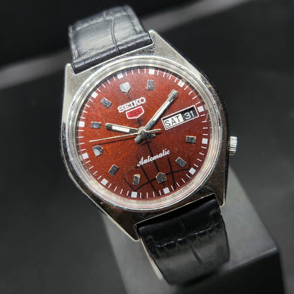 Vintage 1980 Original Seiko 5 Automatic 6119 Repainted Brown Face 21 Jewels Day-Date Japanese Men's Wrist Watch VS42
