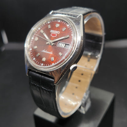 Vintage 1980 Original Seiko 5 Automatic 6119 Repainted Brown Face 21 Jewels Day-Date Japanese Men's Wrist Watch VS42
