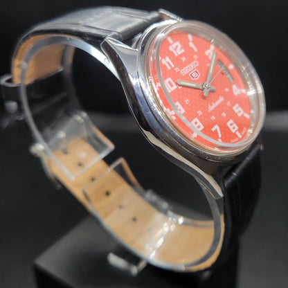 Vintage 1980 Original Seiko 5 Automatic 7009-8590 Repainted Peach Face 17 Jewels Date Japanese Men's Wrist Watch VS39