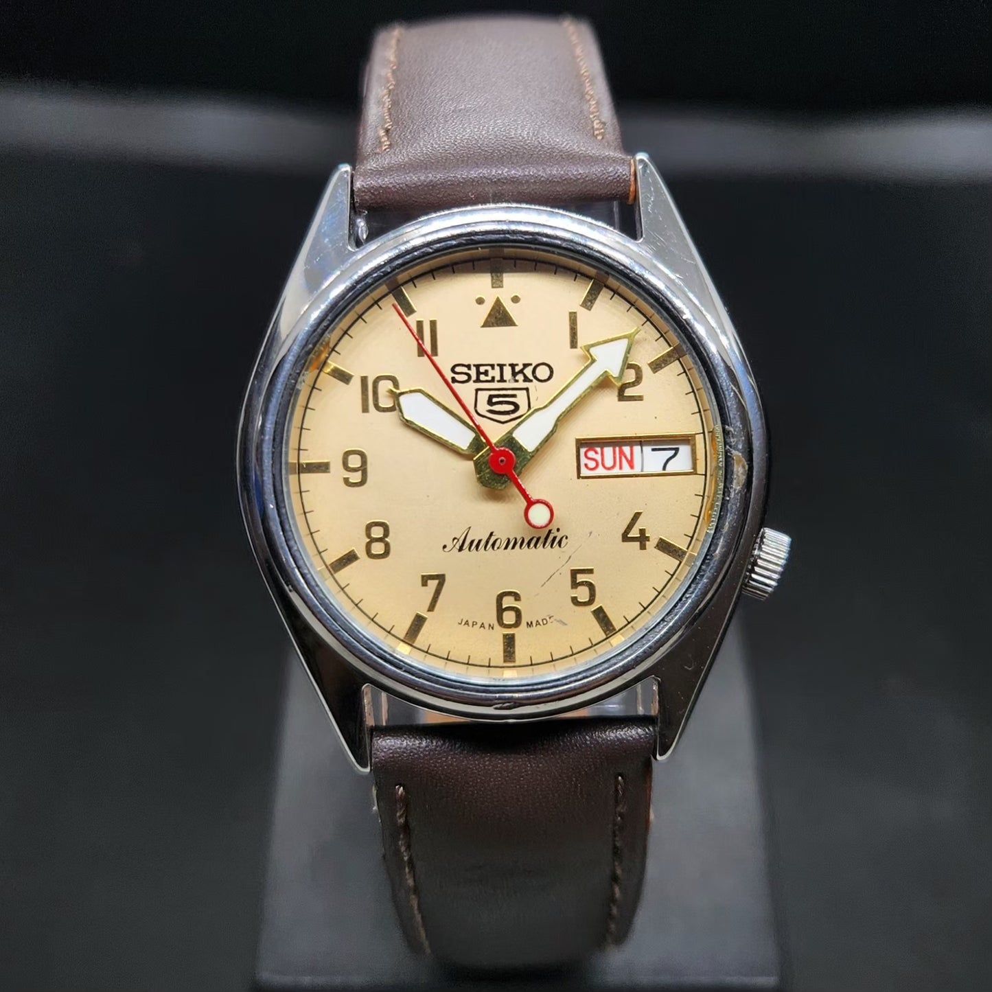 Vintage 1979 Original Seiko 5 Automatic 7009-876A Repainted Gold Face 17 Jewels Day-Date Japanese Men's Wrist Watch VS47