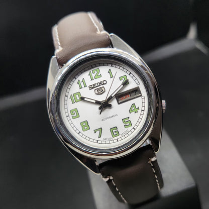 Vintage 1979 Original Seiko 5 Automatic 7009-8040 Repainted White Face 17 Jewels Day-Date Japanese Men's Wrist Watch VS48
