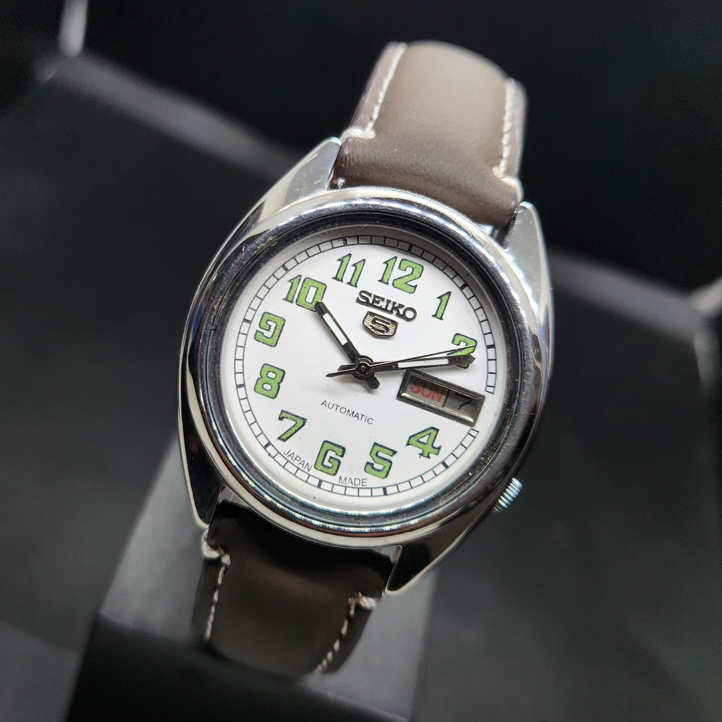 Vintage 1979 Original Seiko 5 Automatic 7009-8040 Repainted White Face 17 Jewels Day-Date Japanese Men's Wrist Watch VS48