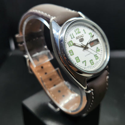 Vintage 1979 Original Seiko 5 Automatic 7009-8040 Repainted White Face 17 Jewels Day-Date Japanese Men's Wrist Watch VS48