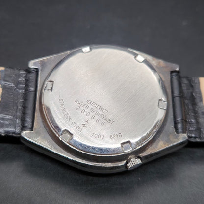 Vintage 1982 Original Seiko 5 Automatic 7009-8210 Repainted Black Face 17 Jewels Day-Date Japanese Men's Wrist Watch VS52