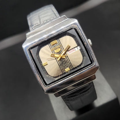 Vintage 1980Original Seiko 5 Automatic 6309 Silver Face 17 Jewels Day-Date Japanese Men's Wrist Watch VS56