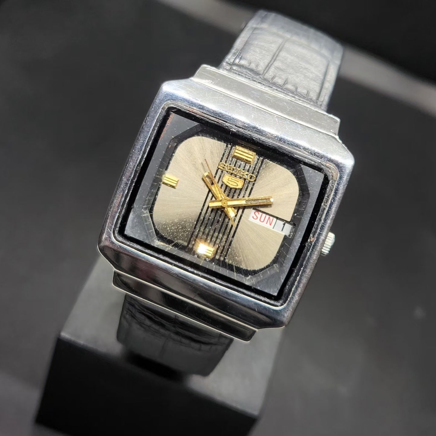 Vintage 1980Original Seiko 5 Automatic 6309 Silver Face 17 Jewels Day-Date Japanese Men's Wrist Watch VS56