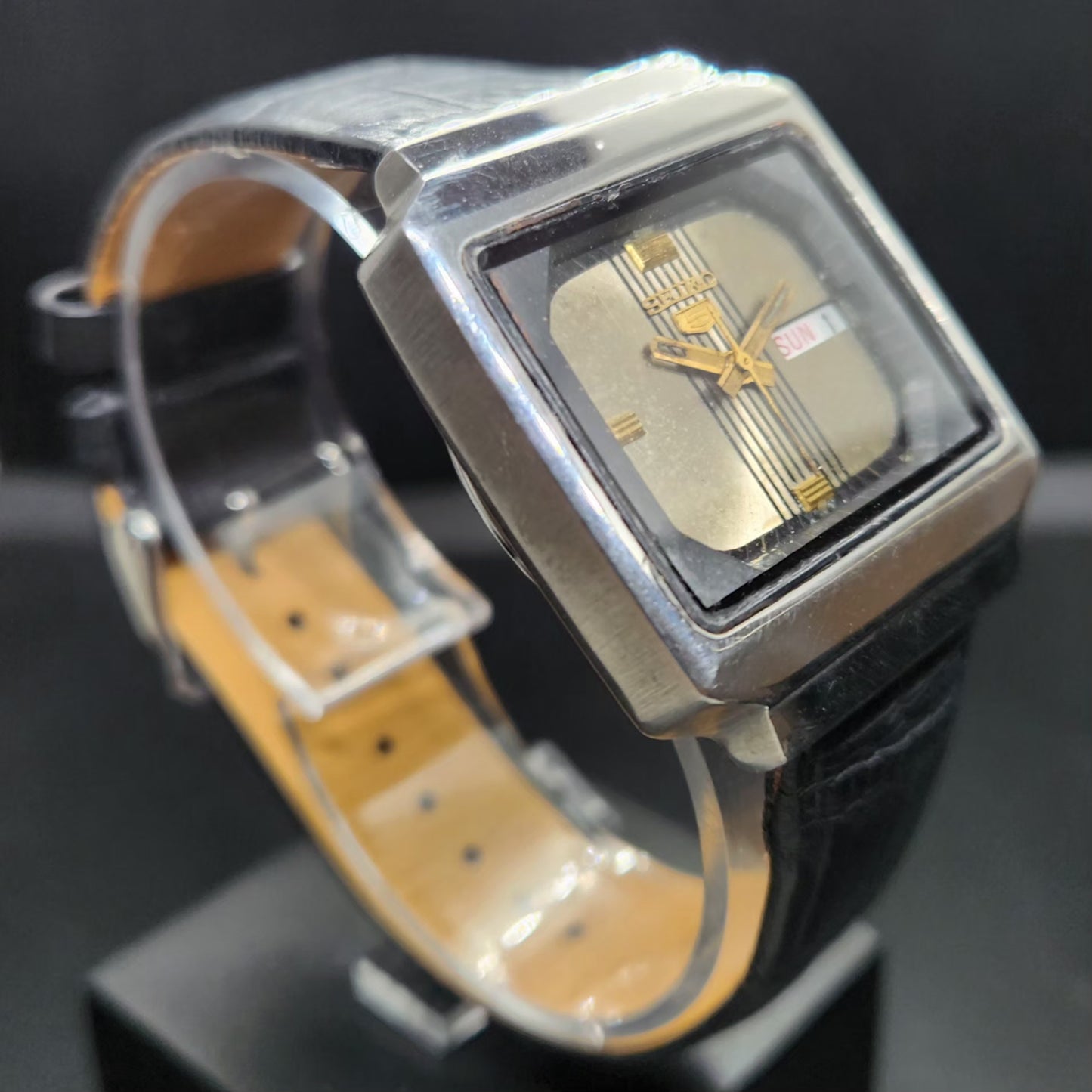 Vintage 1980Original Seiko 5 Automatic 6309 Silver Face 17 Jewels Day-Date Japanese Men's Wrist Watch VS56