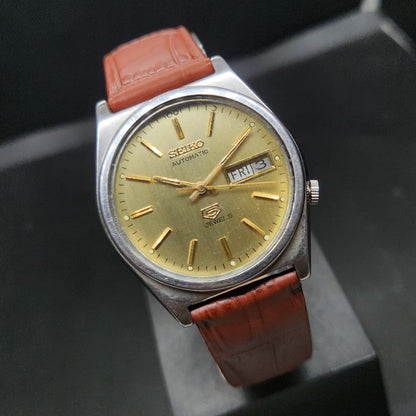Vintage 1983 Original Seiko 5 Automatic 7009-6000 Gold Face 17 Jewels Day-Date Japanese Men's Wrist Watch VS60