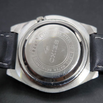 Vintage 1976 Original Seiko Actus Automatic 7019-8010 Black Face 21 Jewels Day-Date Japanese Men's Wrist Watch VS62