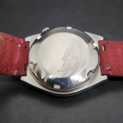 Vintage 1984 Original Seiko 5 Automatic 6309-8910 Red Face 17 Jewels Day-Date Japanese Men's Wrist Watch VS64