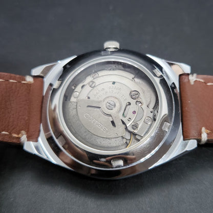 Vintage Mod Seiko 5 Automatic 17 Jewels Cal. 6309 Brown Face Brown Leather Band Day-Date Men's Wrist Watch VS65