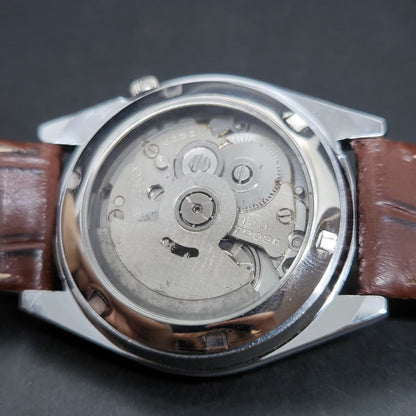 Vintage Mod Seiko 5 Automatic 17 Jewels Cal. 7009 Brown Face Brown Leather Band Day-Date Men's Wrist Watch VS67