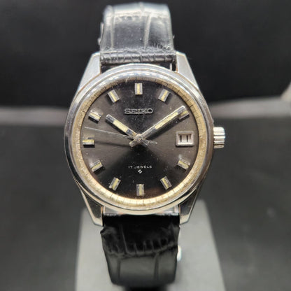 Vintage 1970 Original Seiko 5 Automatic 6602-7040 Black Face 17 Jewels Date Japanese Men's Wrist Watch VS72