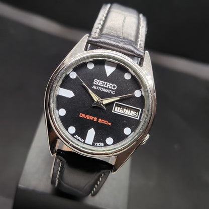 Vintage 1997 Original Seiko 5 Automatic 7S26-3110 Repainted Black Face 21 Jewels Day-Date Japanese Men's Wrist Watch VS73