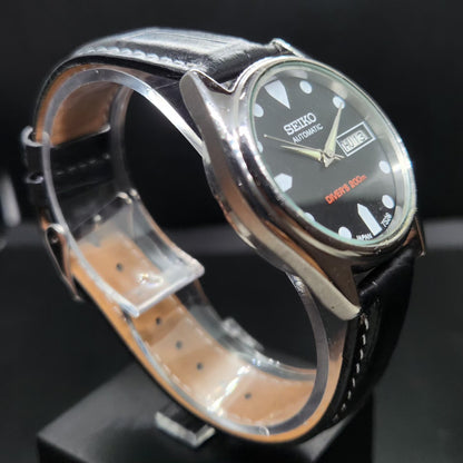 Vintage 1997 Original Seiko 5 Automatic 7S26-3110 Repainted Black Face 21 Jewels Day-Date Japanese Men's Wrist Watch VS73