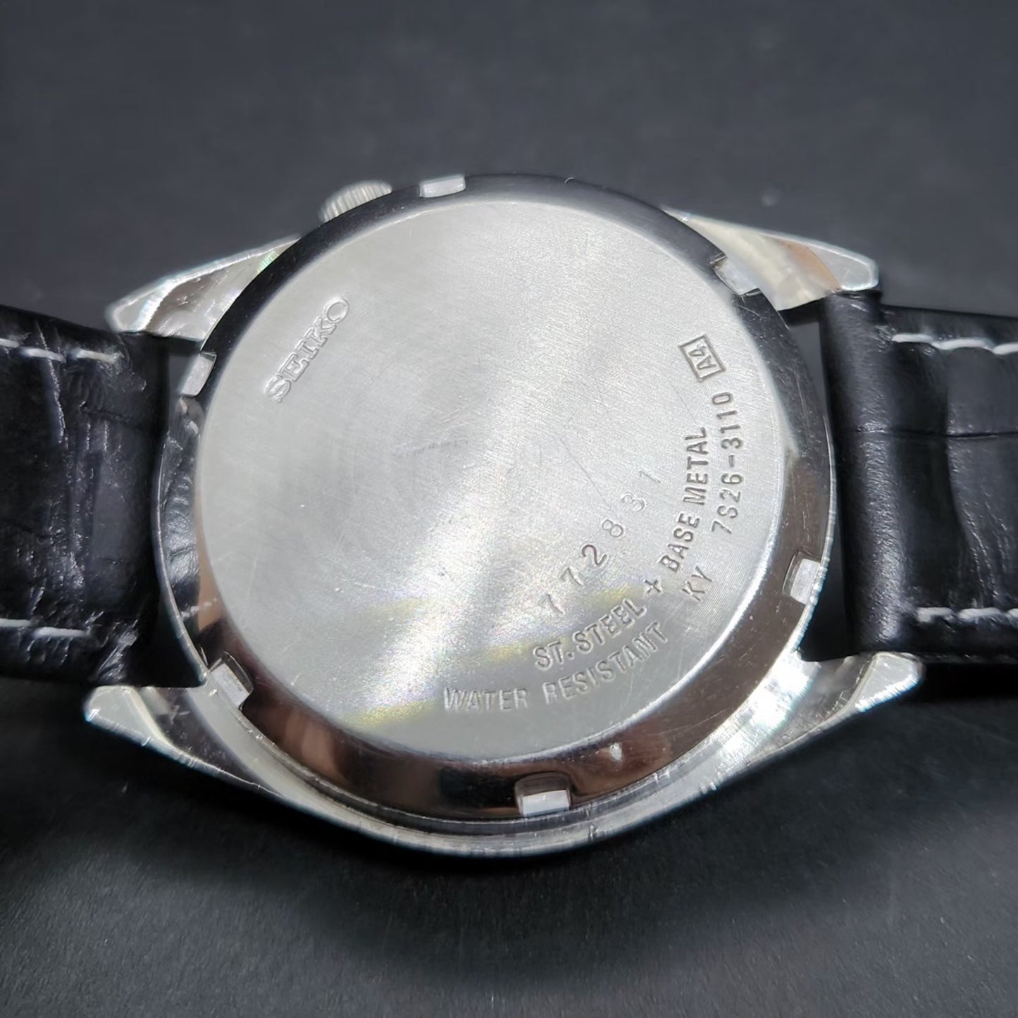 Vintage 1997 Original Seiko 5 Automatic 7S26-3110 Repainted Black Face 21 Jewels Day-Date Japanese Men's Wrist Watch VS73