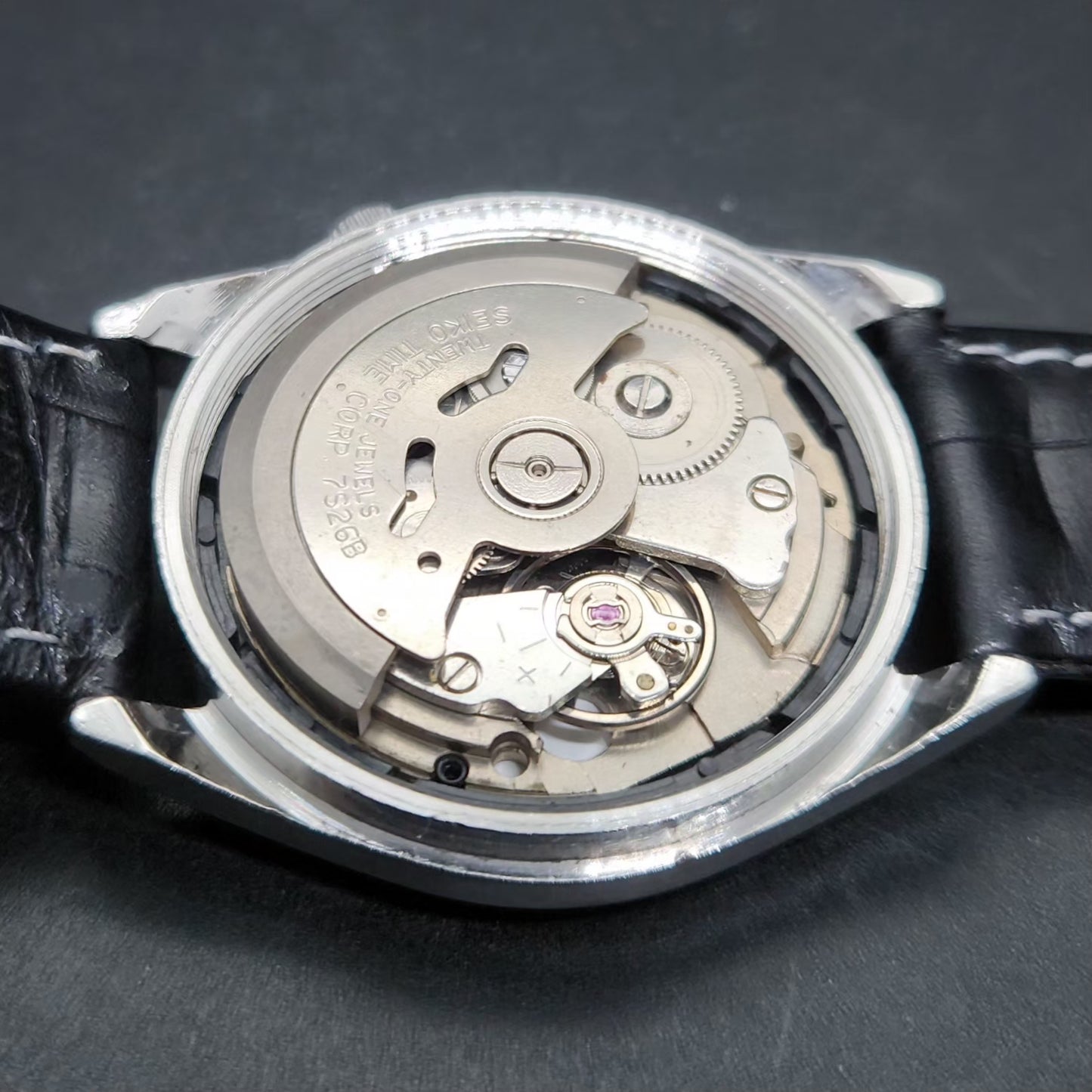 Vintage 1997 Original Seiko 5 Automatic 7S26-3110 Repainted Black Face 21 Jewels Day-Date Japanese Men's Wrist Watch VS73