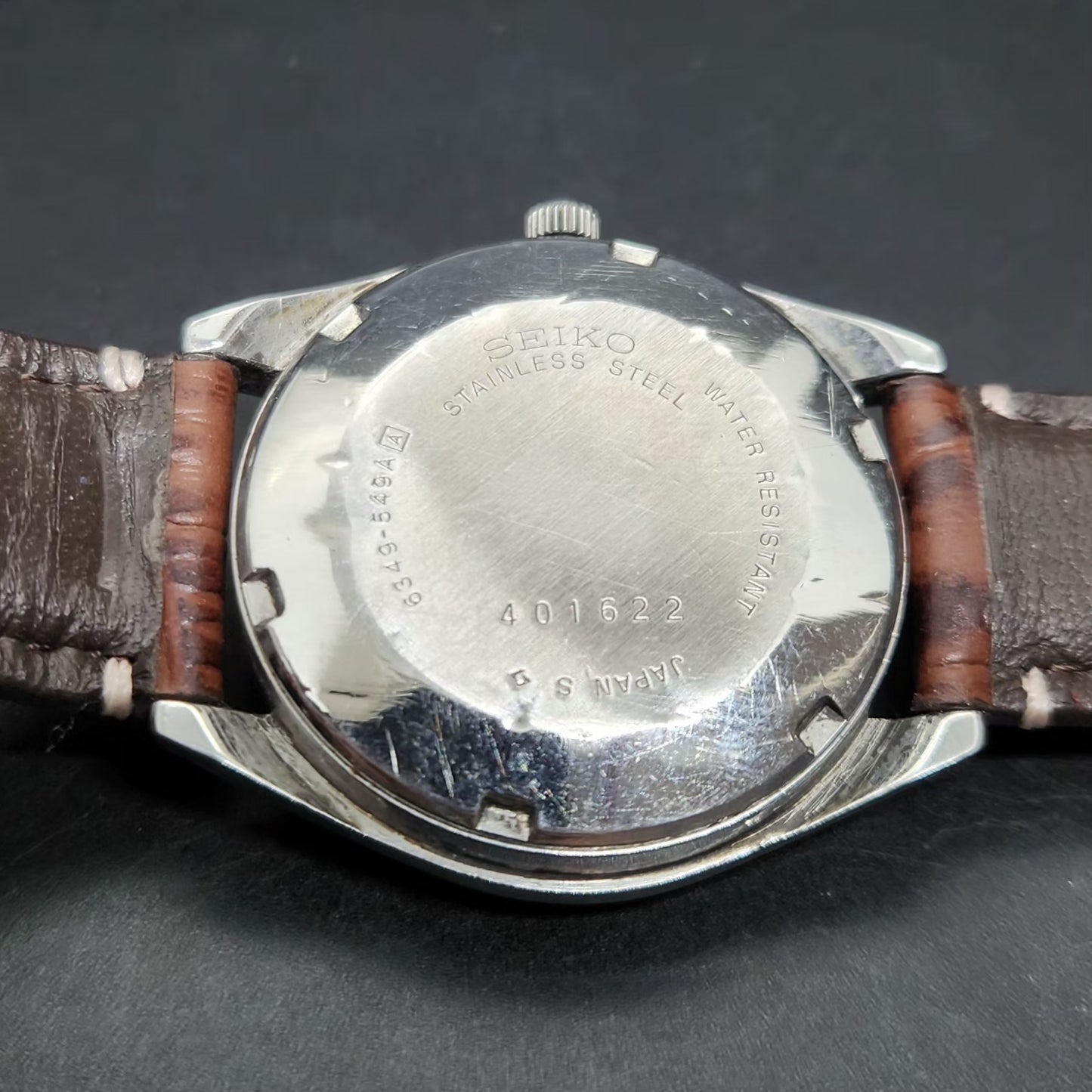 Vintage 1984 Original Seiko 5 Automatic 6349-549A Repainted Peach Face 23 Jewels Day-Date Japanese Men's Wrist Watch VS78