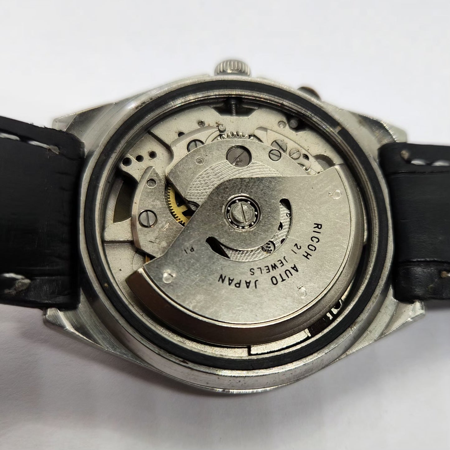 Vintage Ricoh R31 Automatic Blue Face New Strap 21 Jewels Day-Date Men's Wrist Watch R42