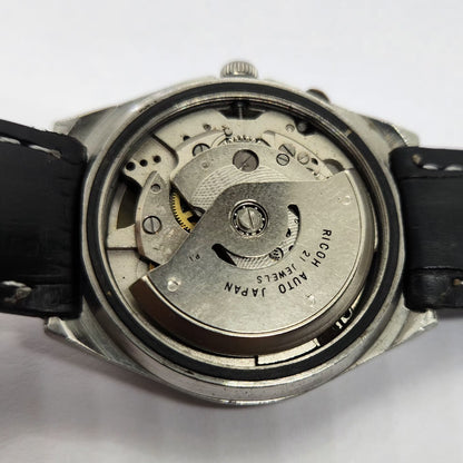 Vintage Ricoh R31 Automatic Blue Face New Strap 21 Jewels Day-Date Men's Wrist Watch R42