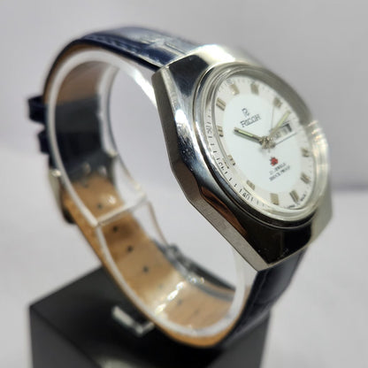 Vintage Ricoh R31 Automatic White Face New Strap 21 Jewels Day-Date Men's Wrist Watch R43