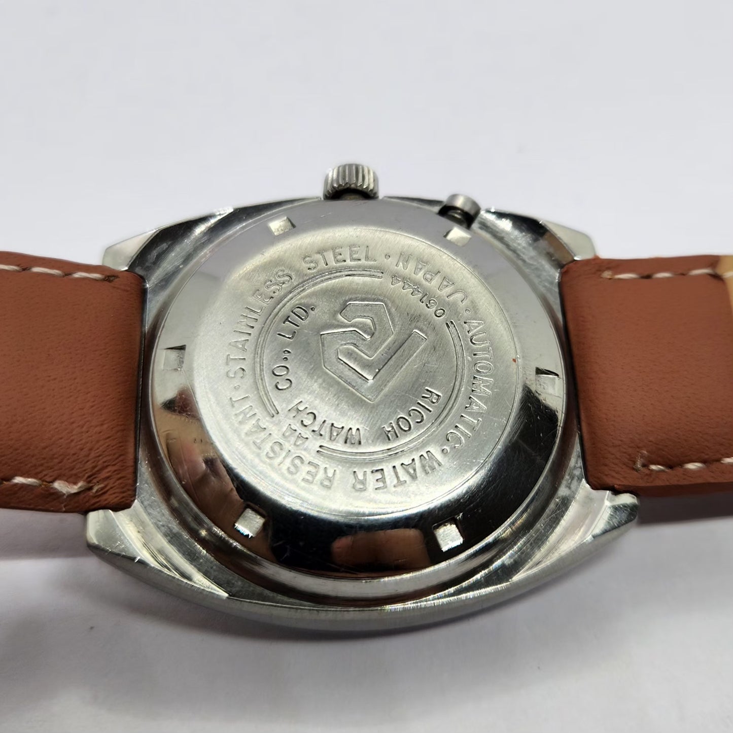 Vintage Ricoh R31 Automatic Blue Face New Strap 21 Jewels Day-Date Men's Wrist Watch R44