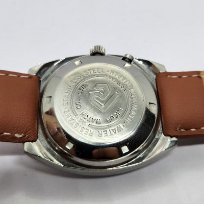 Vintage Ricoh R31 Automatic Blue Face New Strap 21 Jewels Day-Date Men's Wrist Watch R44