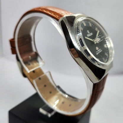 Vintage Ricoh R31 Automatic Black Face New Strap 21 Jewels Day-Date Men's Wrist Watch R45