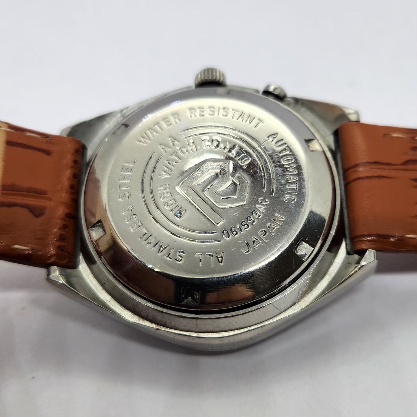 Vintage Ricoh R31 Automatic Black Face New Strap 21 Jewels Day-Date Men's Wrist Watch R45