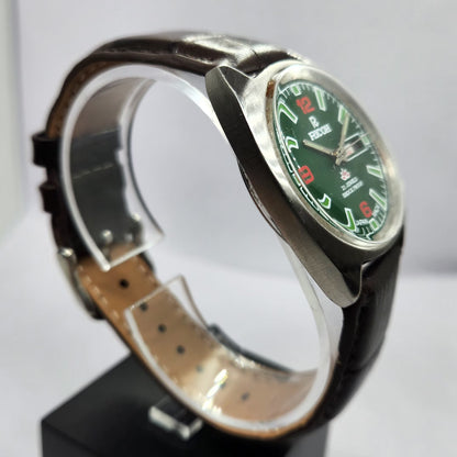 Vintage Ricoh R31 Automatic Green Face New Strap 21 Jewels Day-Date Men's Wrist Watch R46