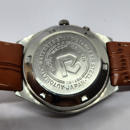 Vintage Ricoh R31 Automatic White Face New Strap 21 Jewels Day-Date Men's Wrist Watch R47