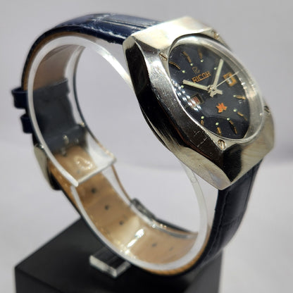 Vintage Ricoh R31 Automatic Blue Face New Strap 21 Jewels Day-Date Men's Wrist Watch R48