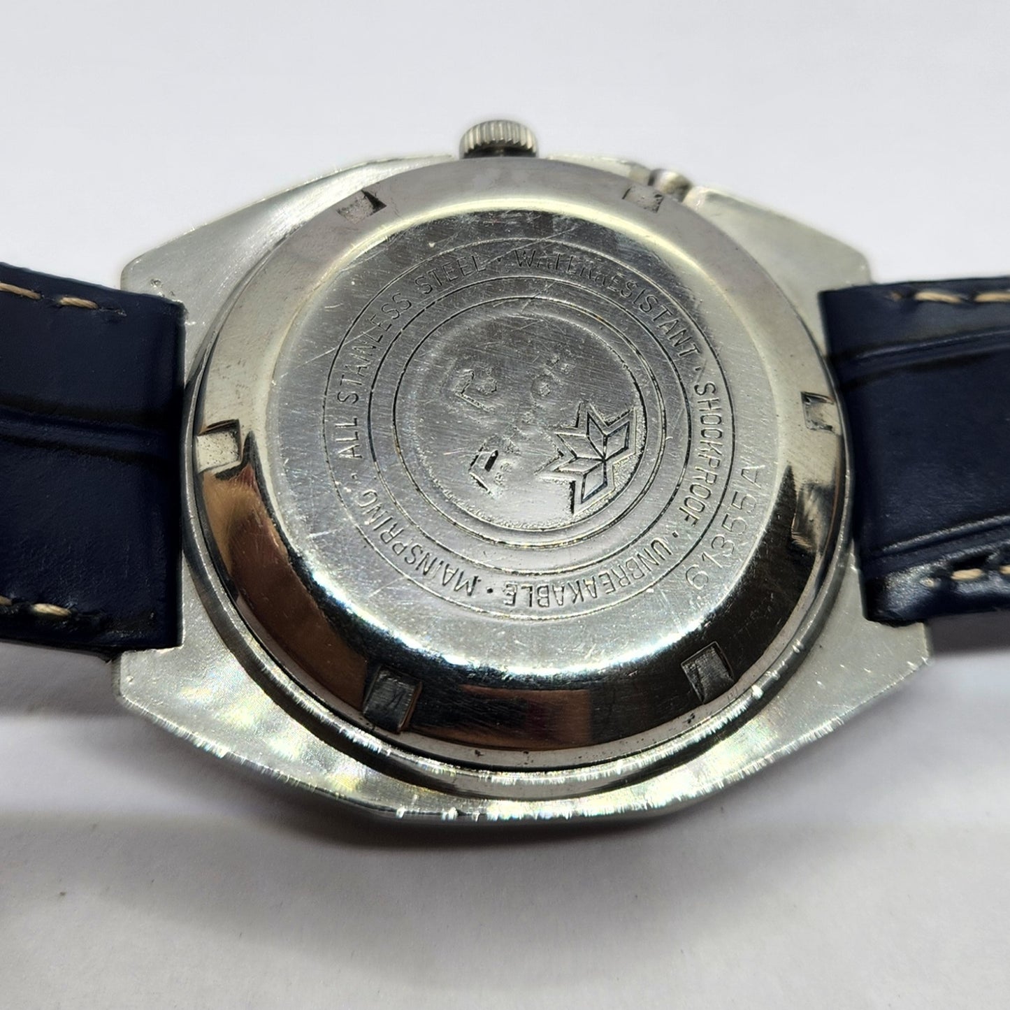 Vintage Ricoh R31 Automatic Blue Face New Strap 21 Jewels Day-Date Men's Wrist Watch R48