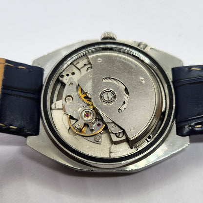 Vintage Ricoh R31 Automatic Blue Face New Strap 21 Jewels Day-Date Men's Wrist Watch R48